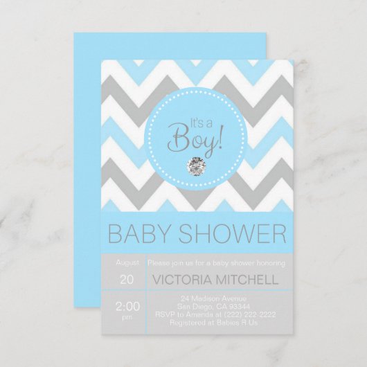 Niedlich "es ist eine Jungen-" blaue/graue Einladung