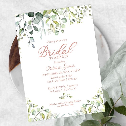 Niedlich Eukalyptus Greenery Bridal Tea Party Einladung