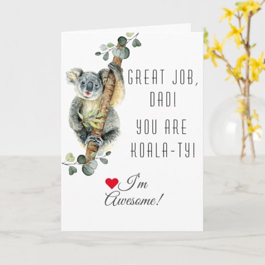 Niedlich Eukalyptus Koala Sie sind Koala-Ty-Vater  Karte (Gelbe Blume)