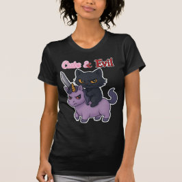 Niedlich Evil Cat Riding Unicorn Kawaii Goth Bratc T-Shirt