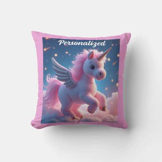 Niedlich Fairy Baby Unicorn Rosa Sparkling Fantasy Kissen (Vorderseite)