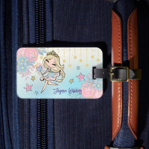 Niedlich Fairy Blonde Hair Girl Individuelle Name Gepäckanhänger