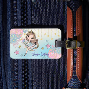 Niedlich Fairy Brown Hair Girl Individuelle Name K Gepäckanhänger