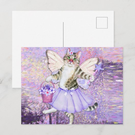 Niedlich Fairy Cat Postkarte (Vorne/Hinten)