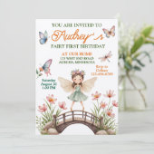 Niedlich Fairy First Geburtstag Einladung (Stehend Vorderseite)