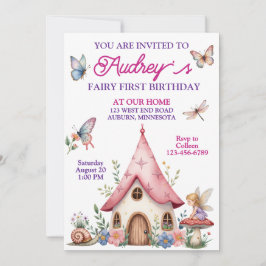 Niedlich Fairy First Geburtstag Einladung