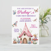 Niedlich Fairy First Geburtstag Einladung (Stehend Vorderseite)
