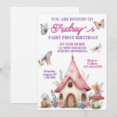 Niedlich Fairy First Geburtstag Einladung (Vorne/Hinten)