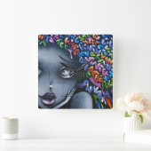 Niedlich Fairy Graffiti Quadratische Wanduhr (Zuhause)