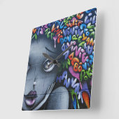 Niedlich Fairy Graffiti Quadratische Wanduhr (Winkel)