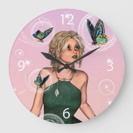 Niedlich Fairy Große Wanduhr