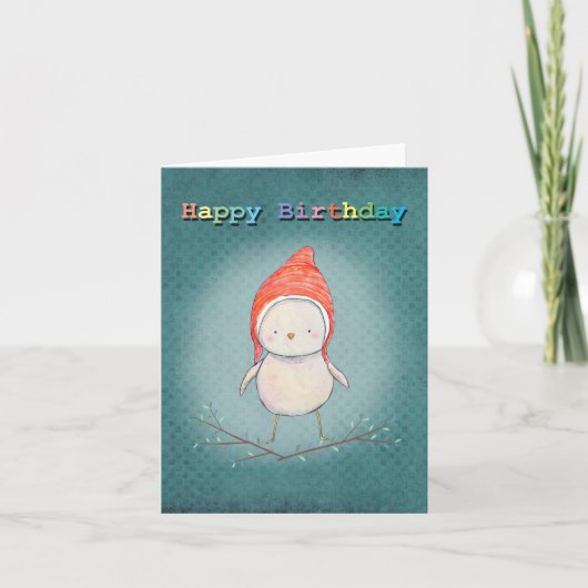 Niedlich Fairy Little Bird Pixy Hat Rainbow Birthd Karte (Vorderseite)