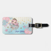 Niedlich Fairy Pink Girl Individuelle Name Kinder Gepäckanhänger (Vorderseite horizontal)