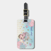 Niedlich Fairy Pink Girl Individuelle Name Kinder Gepäckanhänger (Vorderseite vertikal)