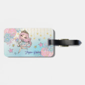 Niedlich Fairy Pink Girl Individuelle Name Kinder Gepäckanhänger (Rückseite horizontal)