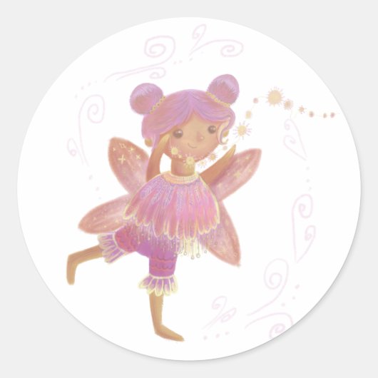 Niedlich Fairy Runder Aufkleber (Vorderseite)