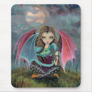 Niedlich Faiy and Dragon Fantasy Art Mousepad