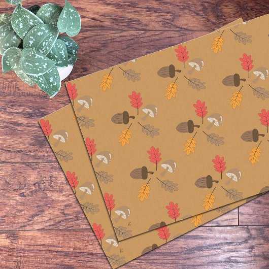 Niedlich Fall Doodle Brown Tissue Paper Seidenpapier
