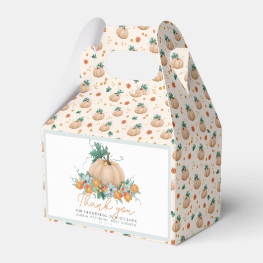 Niedlich Fall Floral Pumpkin Danke Baby Dusche Geschenkschachtel (Vorderseite)
