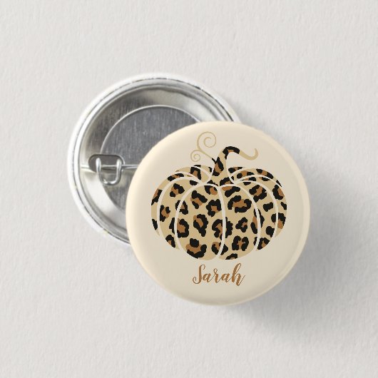 Niedlich Fall Leopard Pumpkin Halloween Cheetah Pr Button (Vorne & Hinten)