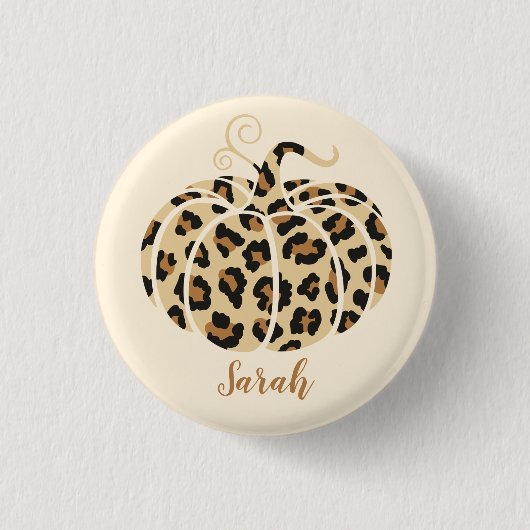 Niedlich Fall Leopard Pumpkin Halloween Cheetah Pr Button (Vorderseite)