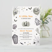 Niedlich Fall Little Boo Ghost Halloween Kinderdus Einladung (Stehend Vorderseite)