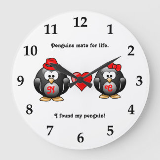 Niedlich fand ich meine Pinguin Mate for Life Red Große Wanduhr
