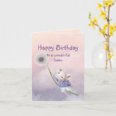 Niedlich Fantasy Birthday Sister Mouse Dandelion Karte (Gelbe Blume)