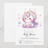 Niedlich Fantasy Dinosaur Babydusche Einladung (Vorne/Hinten)
