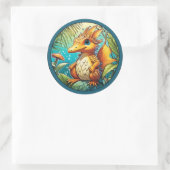 Niedlich Fantasy Dinosaurier Runder Aufkleber (Tasche)