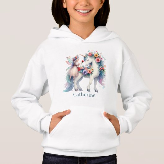 Niedlich Fantasy Einhornmärchen geben Namen Hoodie (Vorderseite)