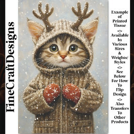 Niedlich Fantasy Kitten Reindeer Antlers AL2 Decou Seidenpapier