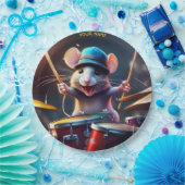 Niedlich Fantasy Mouse Playing Drums Pappteller (Party)
