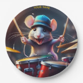 Niedlich Fantasy Mouse Playing Drums Pappteller (Vorderseite)