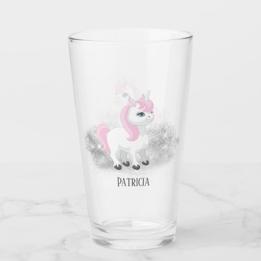 niedlich Fantasy Unicorn Name Glas (Vorderseite)