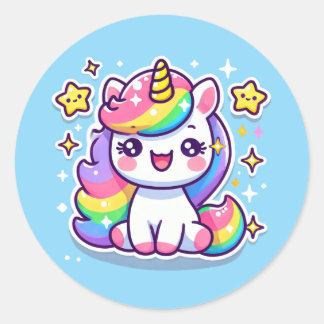 Niedlich Fantasy Unicorn Runder Aufkleber