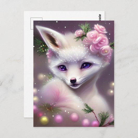 Niedlich Fantasy White Fox Postkarte (Vorne/Hinten)
