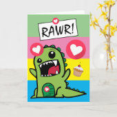 Niedlich farbenfroh Dinosaur Dino Mite Boys Geburt Karte (Gelbe Blume)