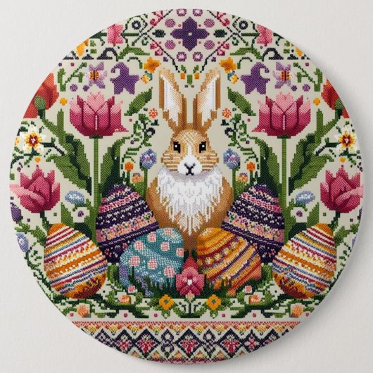 Niedlich/farbenfroh Frühjahr/Ostermesse Button (Vorderseite)