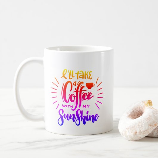 Niedlich farbenfroh nehme ich einen Kaffee mit mei Kaffeetasse (Mit Donut)