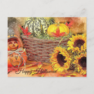 Niedlich, farbenfroh, pumkin, Halloween Postkarte