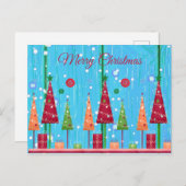 Niedlich, farbenfroh, Weihnachtsbäume, Weihnachten Postkarte (Vorne/Hinten)