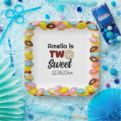 Niedlich & farbenfroh Zwei Sweet Donut 2. Geburtst Pappteller (Party)