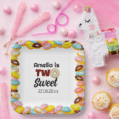 Niedlich & farbenfroh Zwei Sweet Donut 2. Geburtst Pappteller (Party)