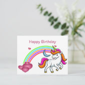 Niedlich, farbenfrohe Einhorn, Regenbogen, Herzen, Postkarte (Stehend Vorderseite)
