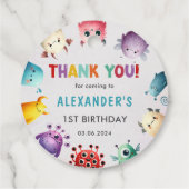 Niedlich farbenfrohe Geburtstagsparty Geschenkanhänger (Rückseite)
