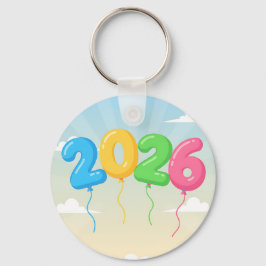 niedlich-farbig 2026 Ballonfeier Doppelseitig Schlüsselanhänger