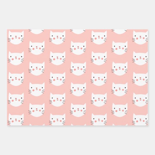 Niedlich farbige Katzen Pastel Minimal Geschenkpapier Set (Vorderseite 3)