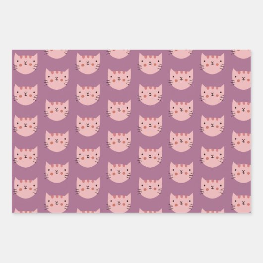Niedlich farbige Katzen Pastel Minimal Geschenkpapier Set (Vorderseite 2)