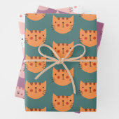 Niedlich farbige Katzen Pastel Minimal Geschenkpapier Set (Beispiel)